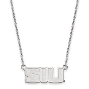 10k White Gold Southern Illinois U Small Pendant Necklace